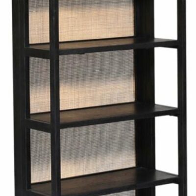 Signature Design by Ashley | Living Room Black Bookcase with Rattan Back