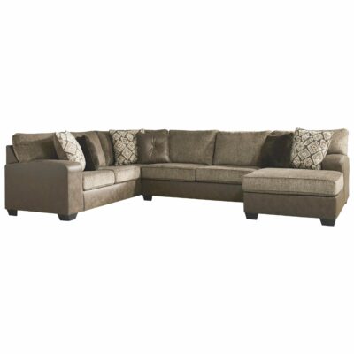 Benchcraft | Living Room Brown Faux Leather/Fabric 3-Piece Sectional with Chaise