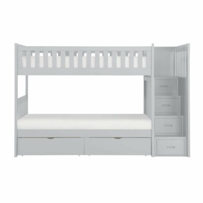 Homelegance | Kids Transitional Twin over Twin Bunk Bed with Storage Boxes