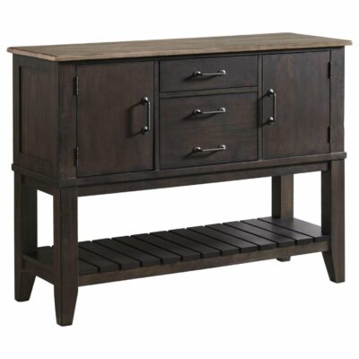 Intercon | Dining Room Transitional 3-Drawer Dining Server with Adjustable Interior Shelving and Open Lower Shelf