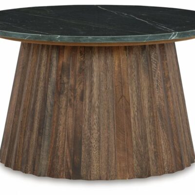 Signature Design by Ashley | Living Room Round Accent Coffee Table with Marble Top