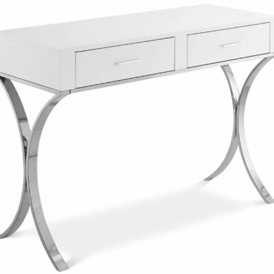 Meridian Furniture | Home Office Monroe Chrome Vanity / Desk / Console