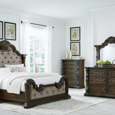 Signature Design by Ashley | Bedroom Queen Upholstered Bed, Dresser And Mirror