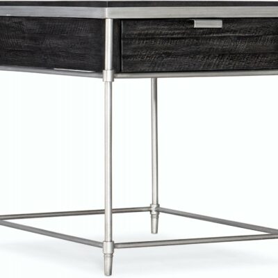 Hooker Furniture | Living Room Transitional Rectangular Metal and Wood End Table with Drawer