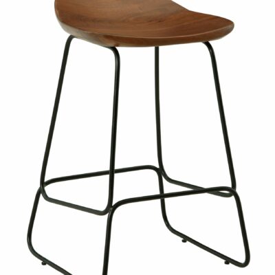 Signature Design by Ashley | Dining Room Solid Mango Wood Counter Height Stool with Black Metal Base