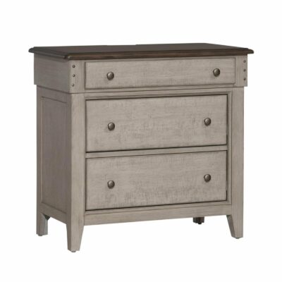 Liberty Furniture | Bedroom Modern Farmhouse 3-Drawer Bedside Chest with Charging Station