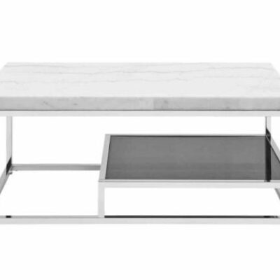 Steve Silver | Living Room Aston Cocktail Table with White Marble Top and Chrome Base