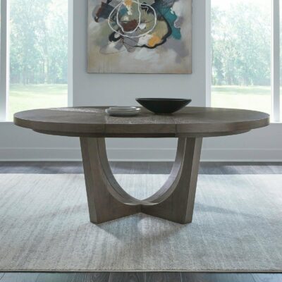 Liberty Furniture | Dining Room Contemporary Round Pedestal Table with 18″ Leaf