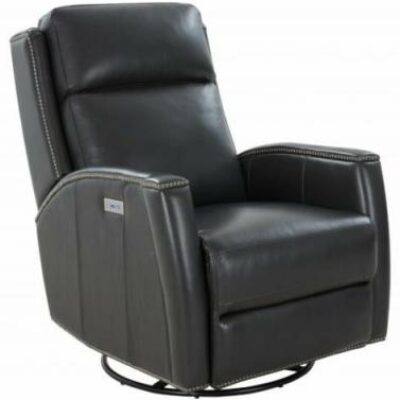 Barcalounger | Living Room Brandt Leather Power Swivel Glider Recliner With Adjustable Headrest – Shoreham Gray