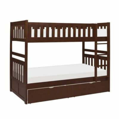 Homelegance | Kids Transitional Twin/Twin Bunk Bed with Storage Boxes