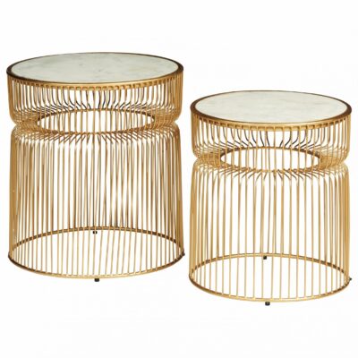 Signature Design by Ashley | Living Room Contemporary Gold Accent Table Set