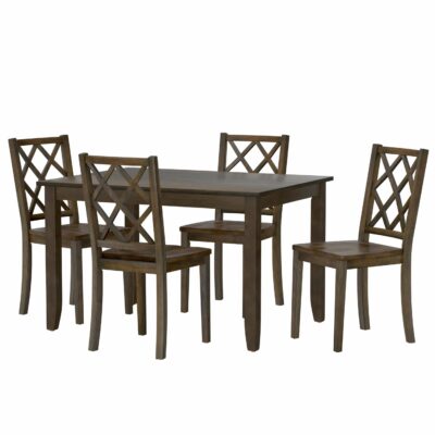 Emerald | Dining Room Transitional 5-Piece Dining Table Set with Lattice-Back Chairs