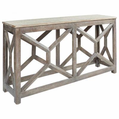 Signature Design by Ashley | Living Room Solid Wood Gray Console Sofa Table with Whitewash Table Top