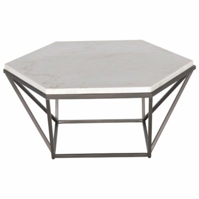 Steve Silver | Living Room Contemporary Cocktail Table with Hexagonal White Marble Top