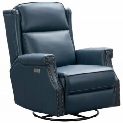 Barcalounger | Living Room Brookmore Power Swivel Glider Recliner With Adjustable Headrest – Preston Yale Blue