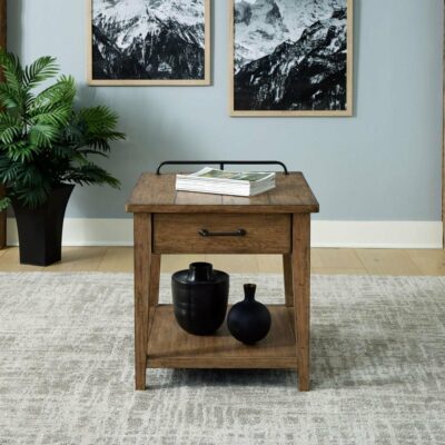 Liberty Furniture | Living Room Rustic 1-Drawer End Table with Open Shelf