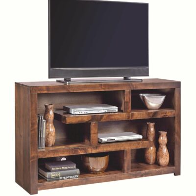 Aspenhome | Living Room 60 Inch Open Console with Geometric Shelving