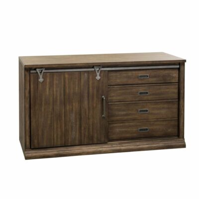 Liberty Furniture | Home Office Casual Computer Credenza in Distressed Wood Finish