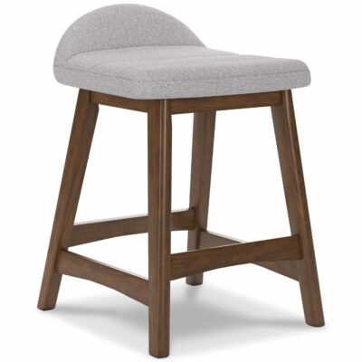 Signature Design by Ashley | Dining Room Counter Height Bar Stool in Gray Fabric