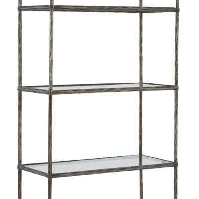 Signature Design by Ashley | Living Room Bookcase in Antique Pewter Finish