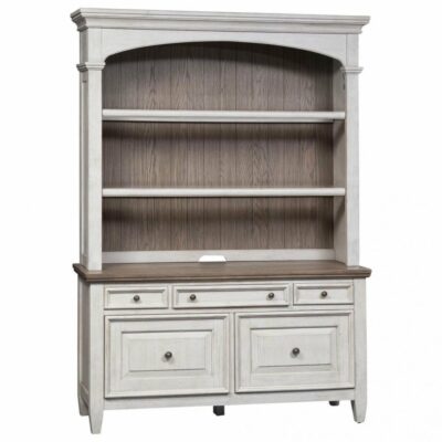 Liberty Furniture | Home Office Farmhouse Credenza and Hutch with Touch Lighting