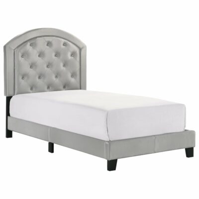 Crown Mark | Kids Twin Upholstered Platform Bed with Adjustable Headboard