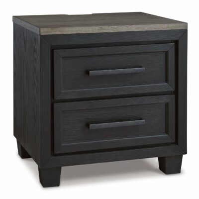 Signature Design by Ashley | Bedroom Contemporary Two-Tone 2-Drawer Nightstand with USB and Power Outlets