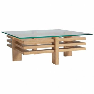 Tommy Bahama Home | Living Room Calcutta Square Contemporary Cocktail Table with Glass Top