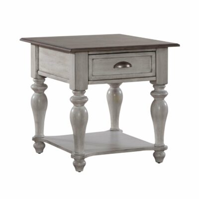 Liberty Furniture | Living Room Farmhouse Single Drawer End Table with Satin Nickel Hardware