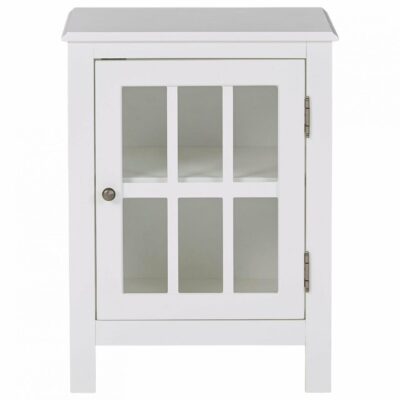 Signature Design by Ashley | Living Room White Accent Cabinet with Lattice Glass Door