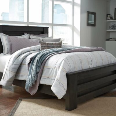 Signature Design by Ashley | Bedroom Queen Panel Bed in Charcoal Finish