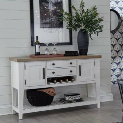 Parker House | Dining Room Transitional Sideboard with Wine Rack and Outlets