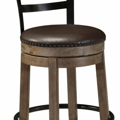 Signature Design by Ashley | Dining Room Upholstered Swivel Barstool with Wood & Metal Backrest