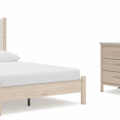 Signature Design by Ashley | Bedroom Queen Upholstered Panel Bed, Dresser And Mirror