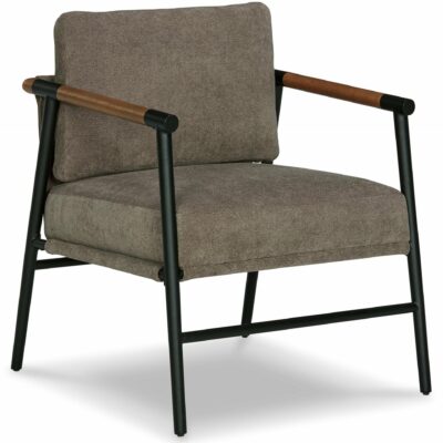 Signature Design by Ashley | Living Room Metal Accent Chair with Wood Arms