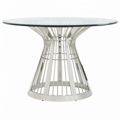 Lexington | Dining Room Riviera Stainless Center Table with 48″ Glass Top