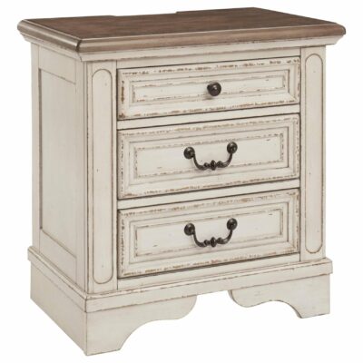 Signature Design by Ashley | Bedroom 3-Drawer Nightstand with Outlet and USB Ports