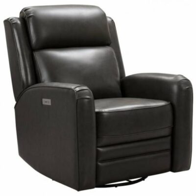 Barcalounger | Living Room Kennedy Big & Tall Leather Swivel Power Glider Recliner – Matteo Smoke Grey