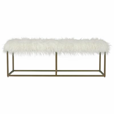 Universal | Living Room Contemporary Upholstered Bench with Faux Fur Seat