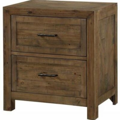 Emerald | Bedroom Rustic 2-Drawer Nightstand with Metal Hardware