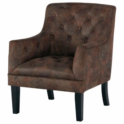 Signature Design by Ashley | Living Room Tufted Accent Chair in Distressed Brown Faux Leather