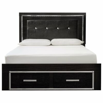 Signature Design by Ashley | Bedroom Glam Queen Upholstered Storage Bed with LED Lighting