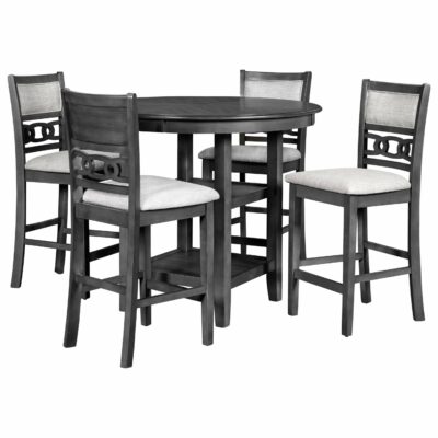 New Classic | Dining Room Contemporary 5-Piece Counter Height Dining Table and Chair Set with Table Storage