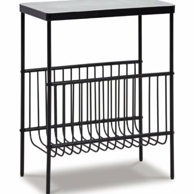 Signature Design by Ashley | Living Room Metal Accent Table with Marble Top and Storage Rack