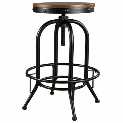 Signature Design by Ashley | Dining Room Metal Tall Swivel Barstool with Wood Seat