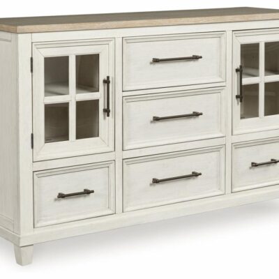 Benchcraft | Bedroom Farmhouse Dresser with Glass Doors