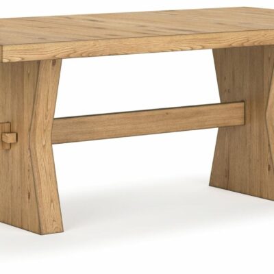 Signature Design by Ashley | Dining Room Trestle Dining Table with Rustic Oak Veneer