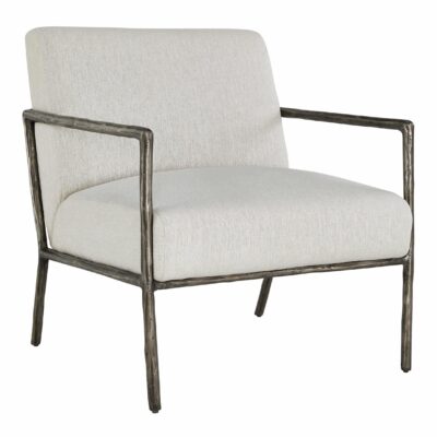 Signature Design by Ashley | Living Room Metal Accent Chair in Antique Pewter Finish