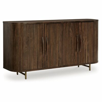 Signature Design by Ashley | Living Room Curved Accent Cabinet with Fluted Doors