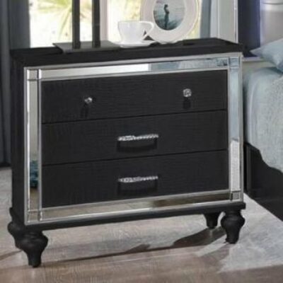 New Classic | Bedroom Three Drawer Nightstand with Mirror Accents